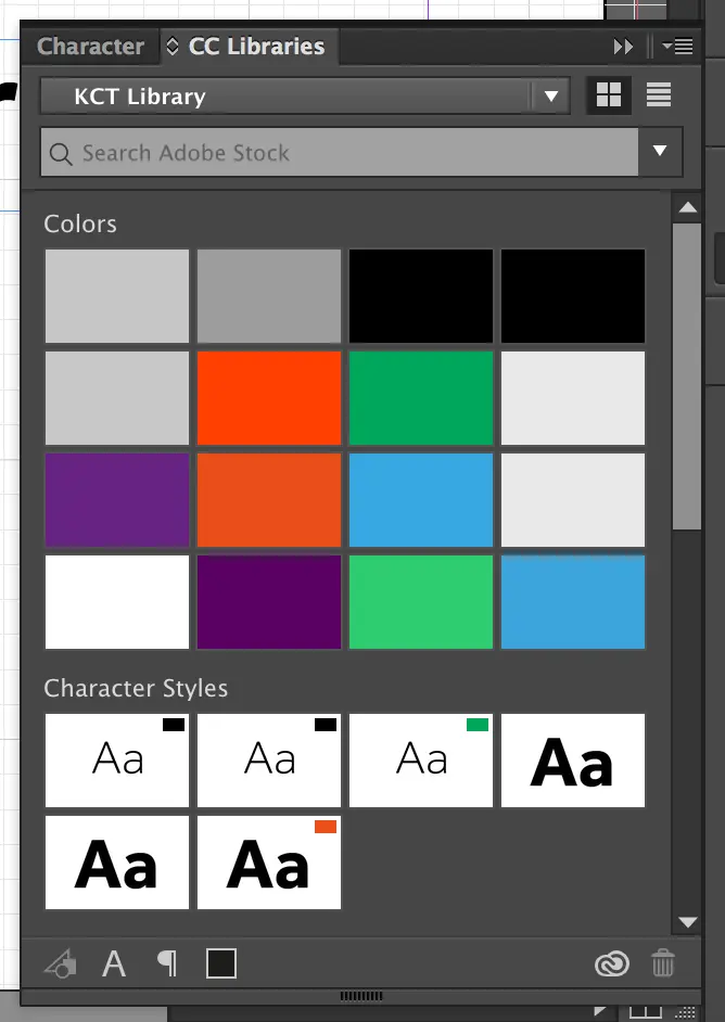 Adobe swatches showing RGB and CMYK differences