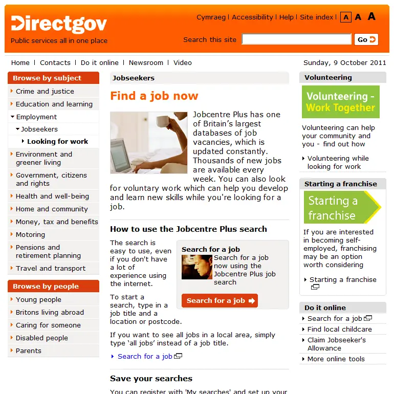 Old design for Directgov