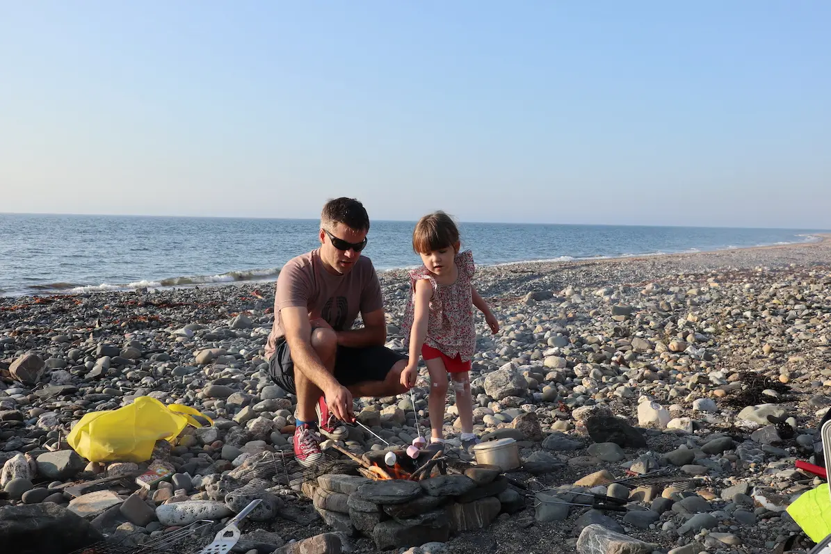Marshmallows on a beach