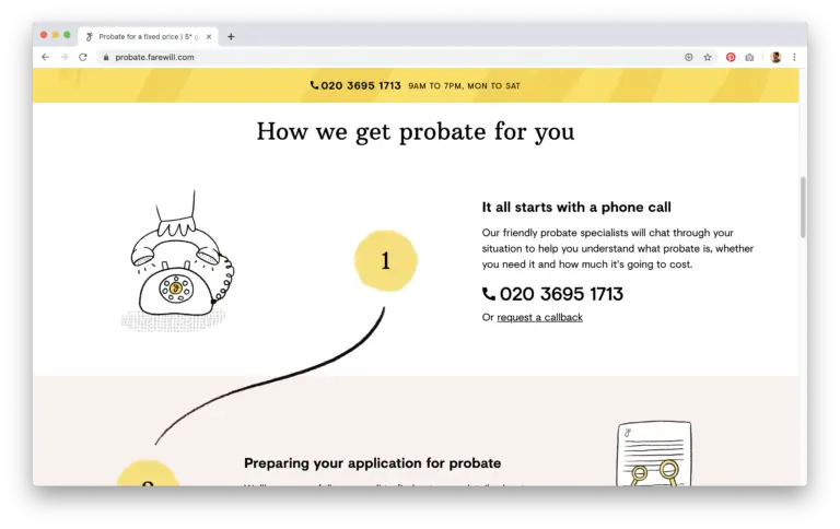 Farewill probate website screenshot