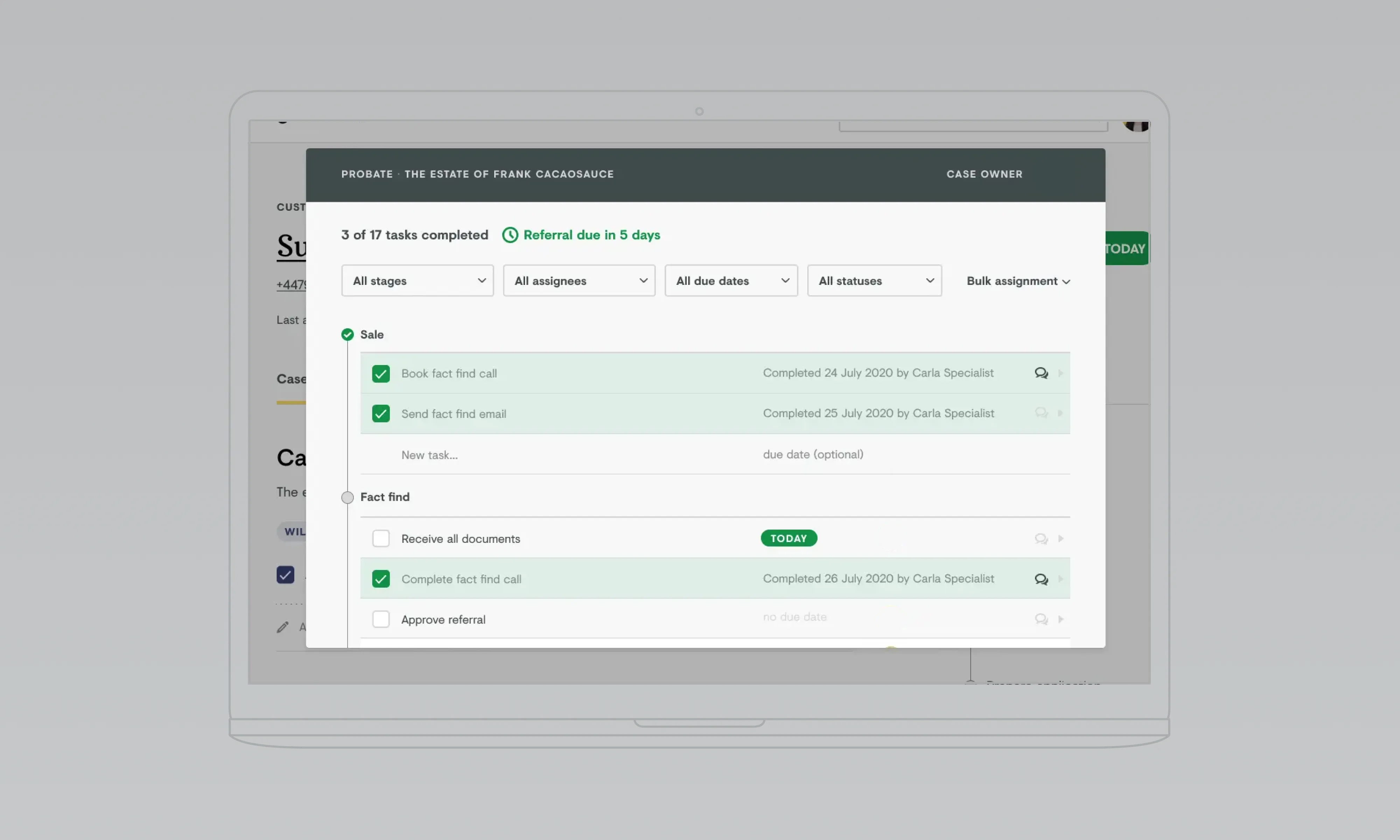 Internal Case Management, Farewill